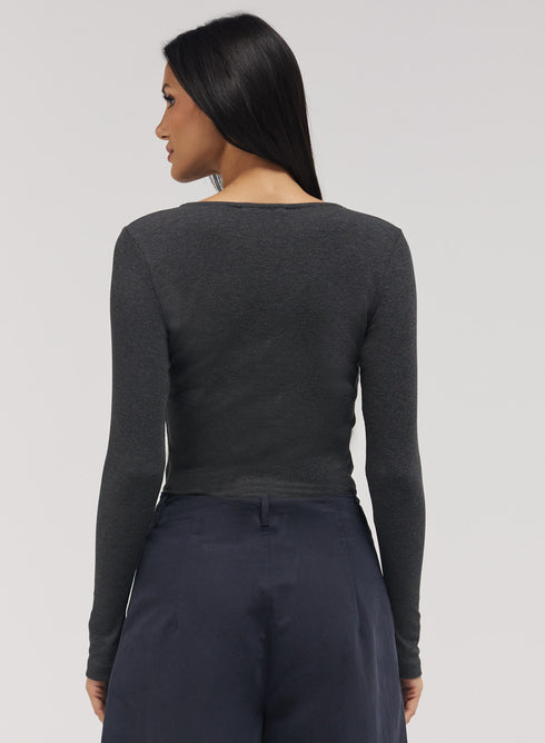 Rib Long Sleeve Top - Dark Grey